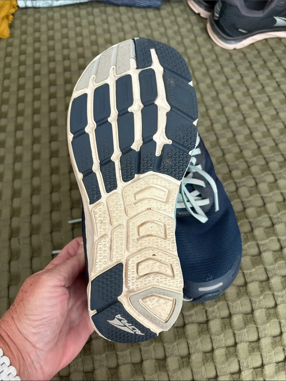 Altra Women's Navy Running Shoes with Light Aqua Laces